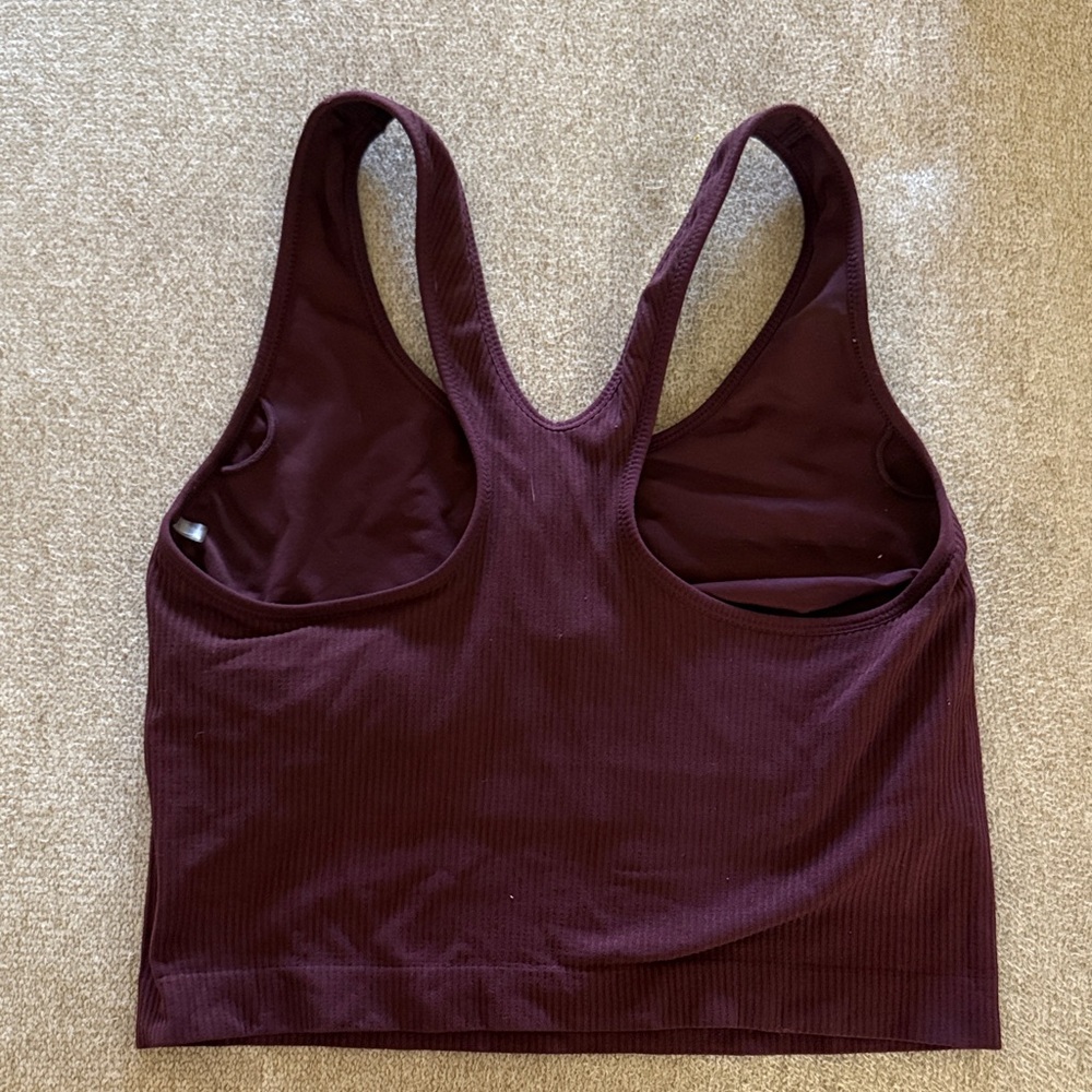 CALIA by Carrie Underwood Ribbed Crop Tank - Deep Wine - Picture 2 of 2